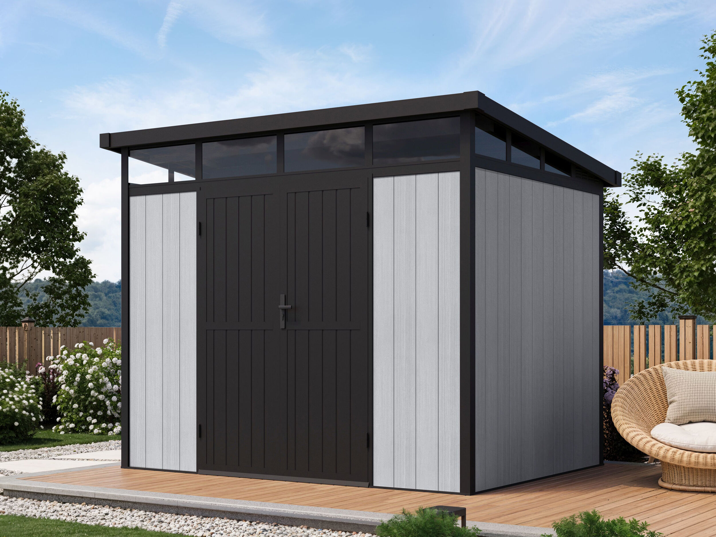 25% sparen! 3 × 2 m | WPC Gartenhaus Skylight Pent 6,10 m² | modern Unkategorisiert online kaufen
