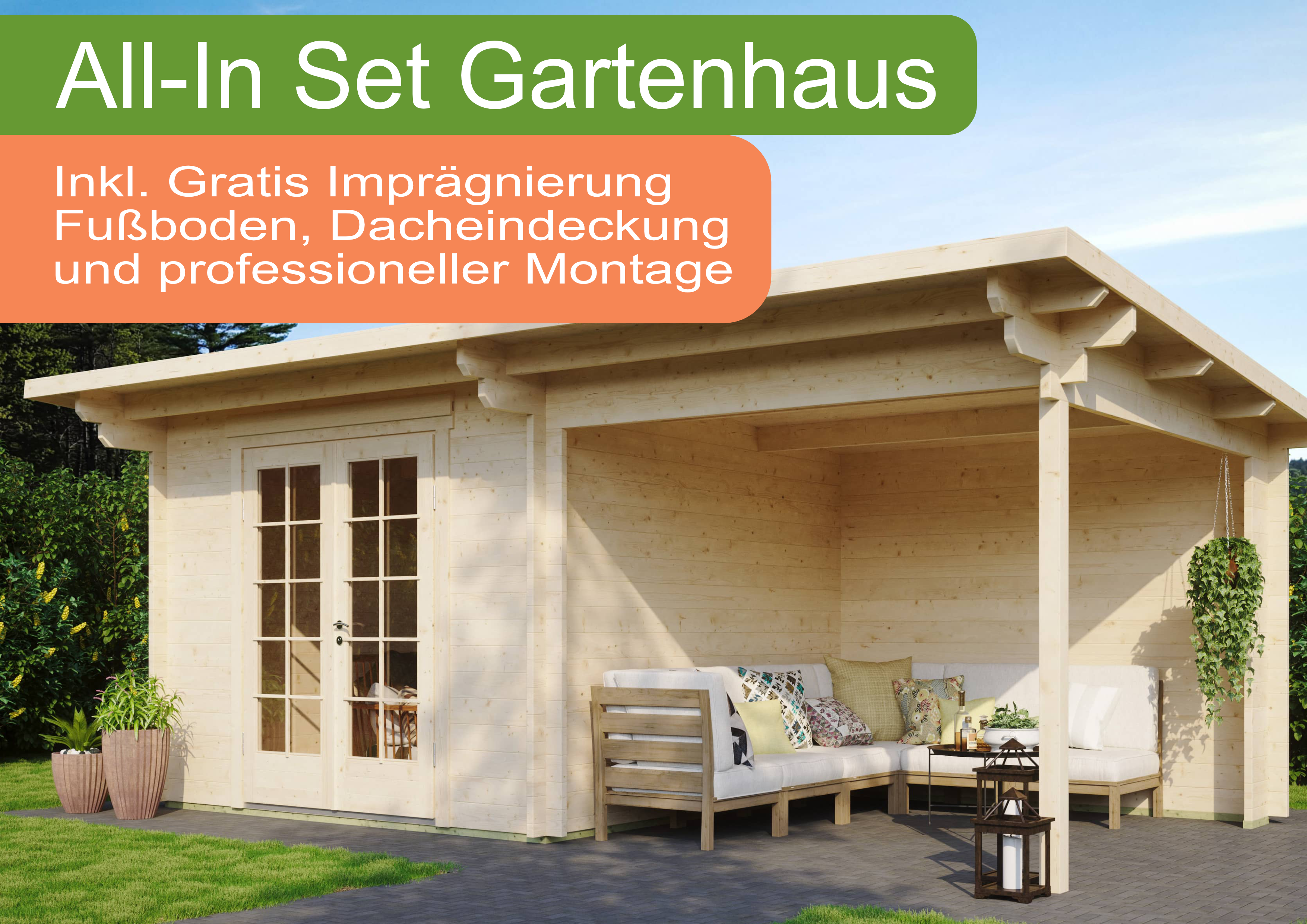 26% sparen! 6 × 4 m | All-In Holzgartenhaus mit Terrasse inkl. Montage (wahl | mit Boden Unkategorisiert online kaufen