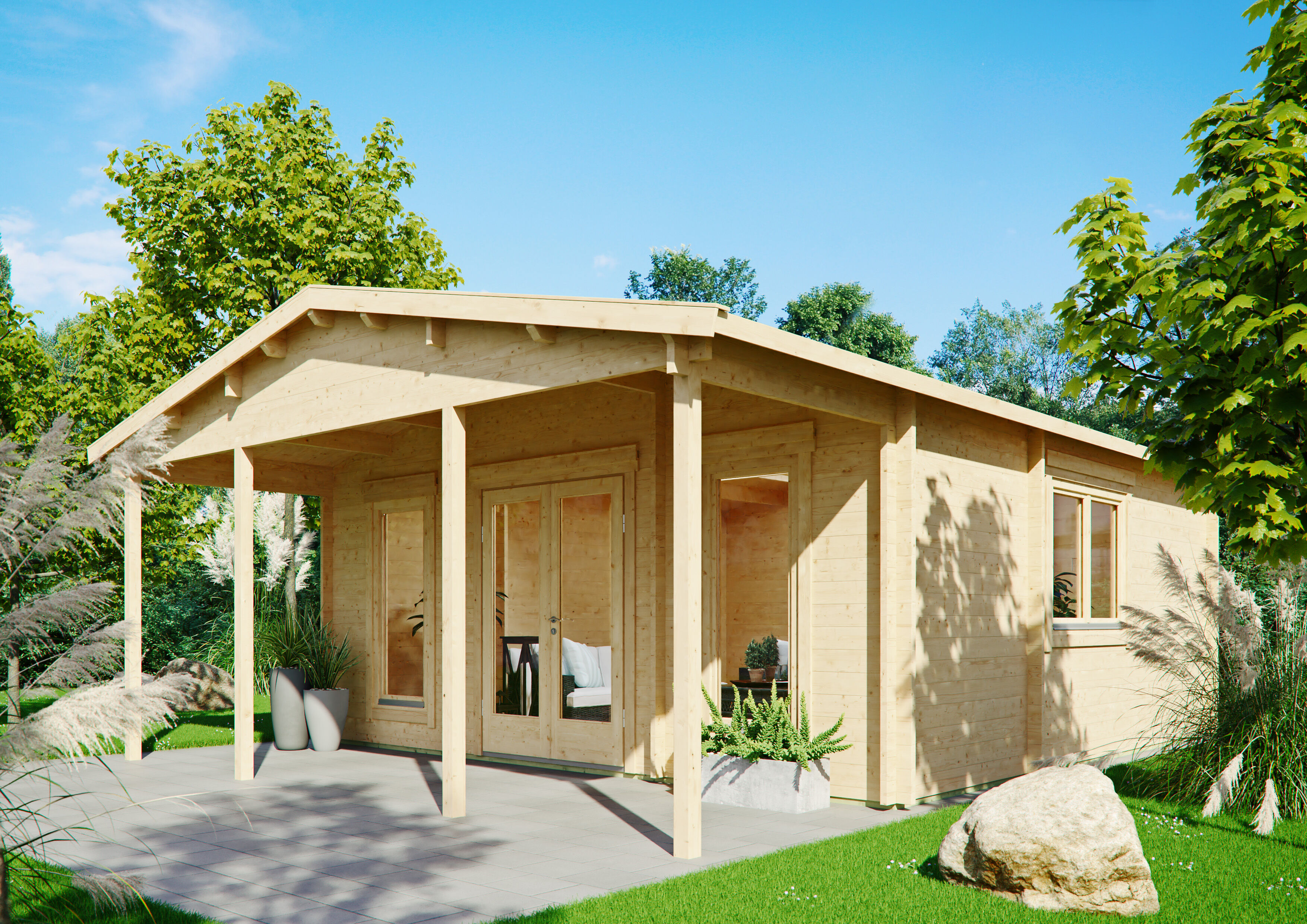 26% sparen! 7 × 4 m | Holzgartenhaus Julia 70 E | winterfest | Satteldach | klassisch Unkategorisiert online kaufen