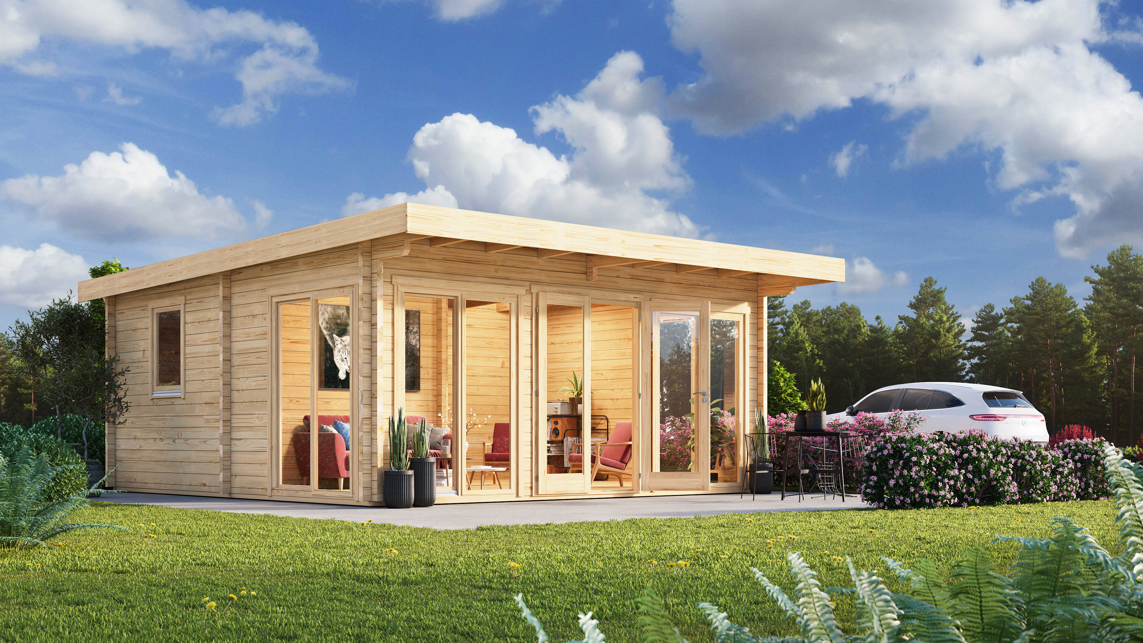 26% sparen! 7 × 6 m | Holzgartenhaus aus Fichte Taunus 70 | winterfest | Terrasse | Pultdach | modern Unkategorisiert online kaufen