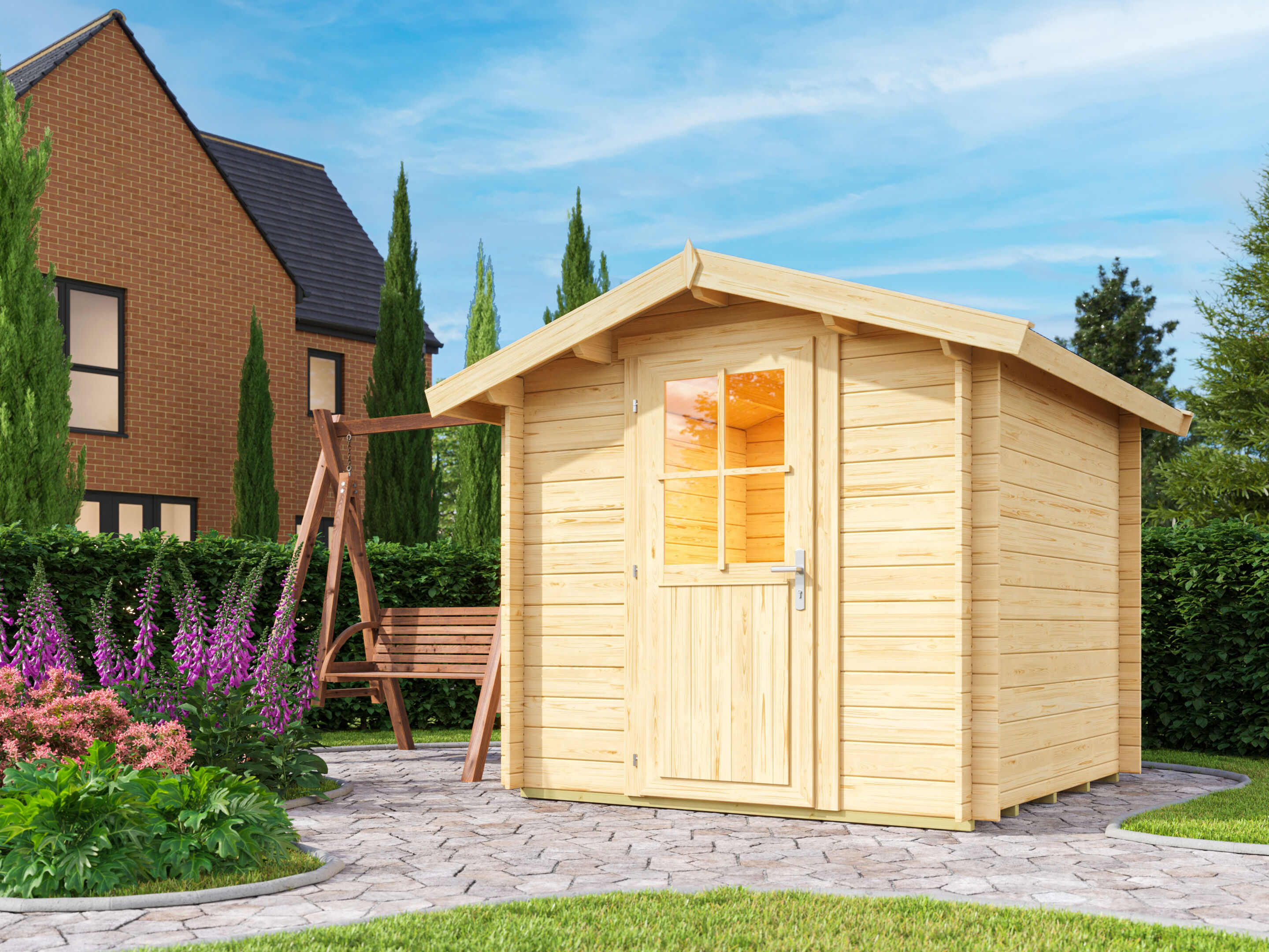 46% sparen! 2 × 2 m | aus Fichte Satteldach Holzgartenhaus Eliza 1A / Unkategorisiert online kaufen