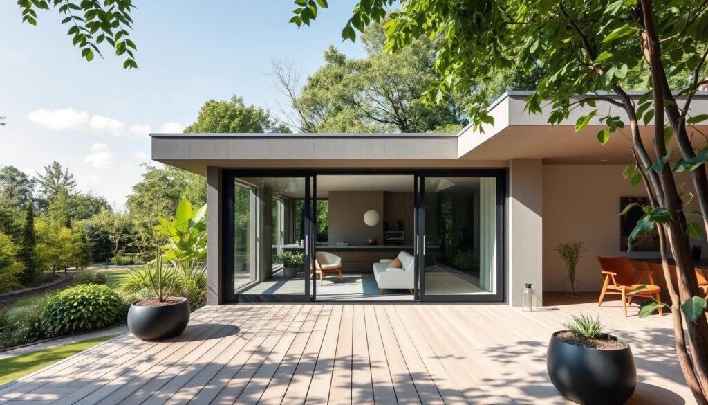 Moderne Gartenhaus-Designs mit Glas-Schiebetüren