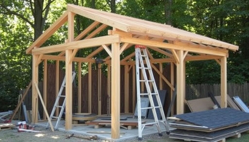 Überdachung Konstruktionsphase