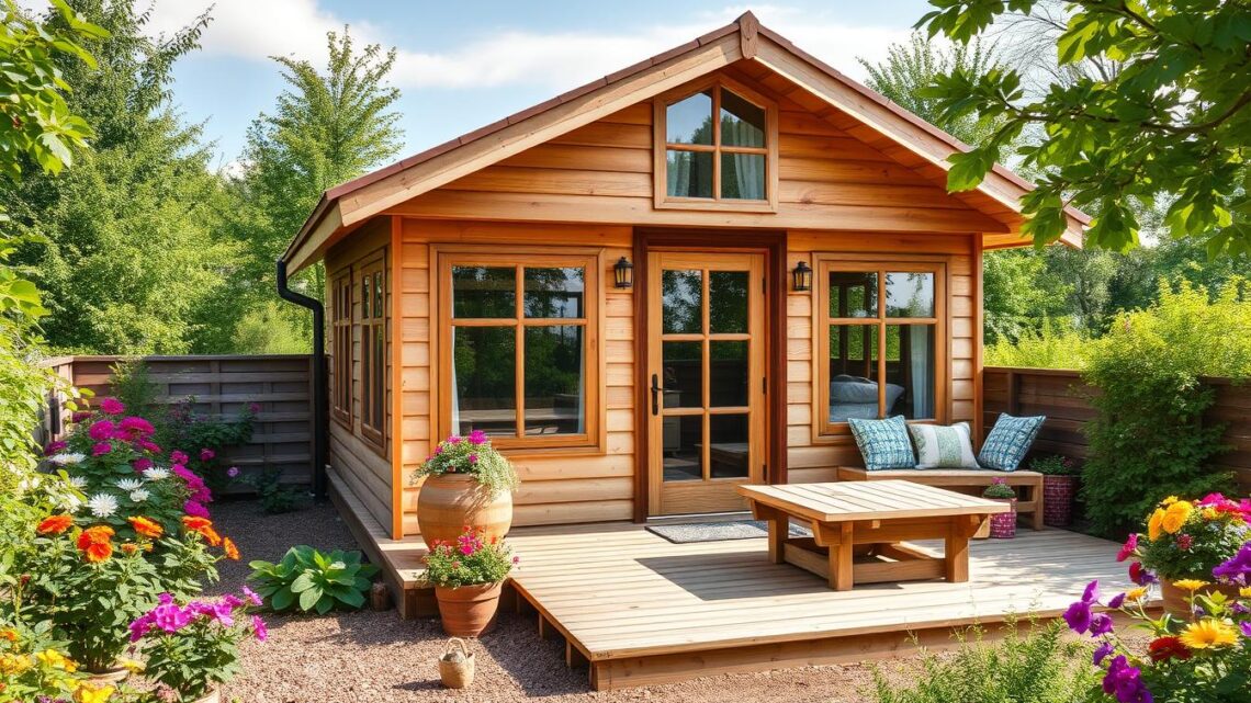 Holz-Gartenhaus als Ferienhaus