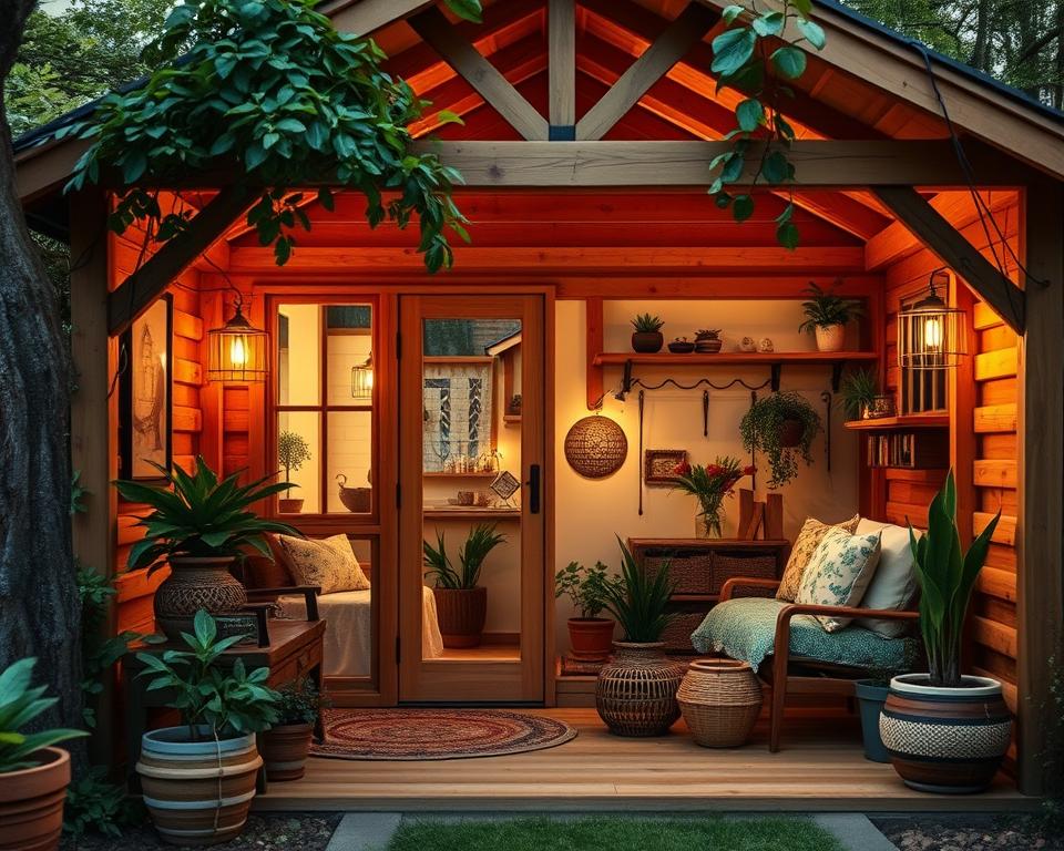 Dekoration und Beleuchtung im Gartenhaus