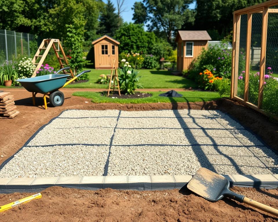 Gewächshaus Fundament Vorbereitung