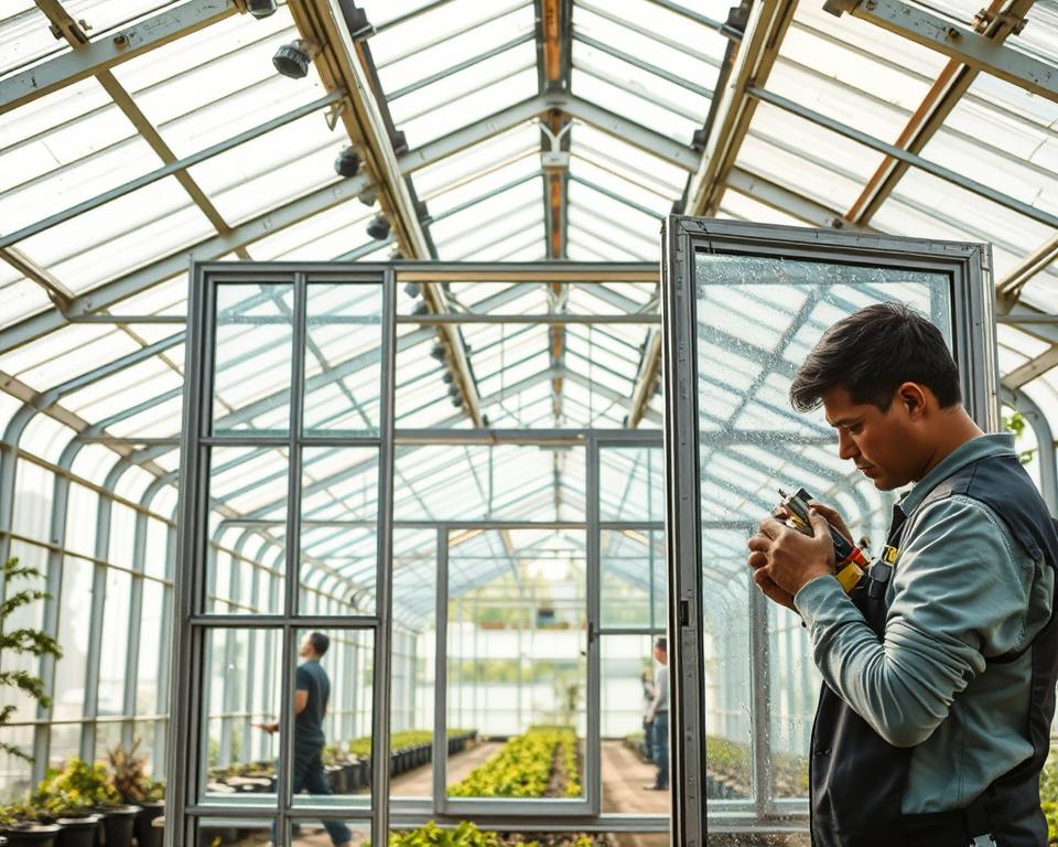 Gewächshaus Verglasung Montage