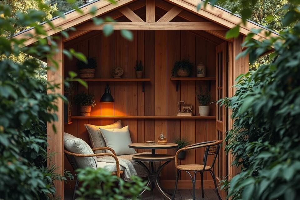 Kleines Holz-Gartenhaus: Gemütlich und platzsparend einrichten