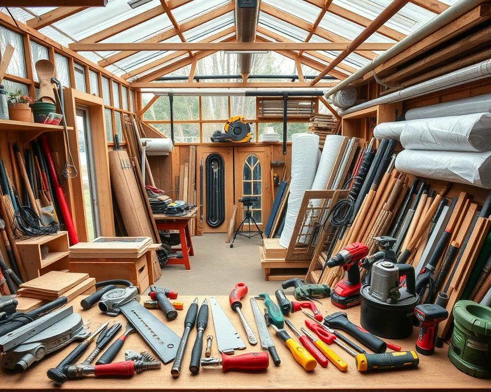 Werkzeuge Gewächshausbau Ausrüstung