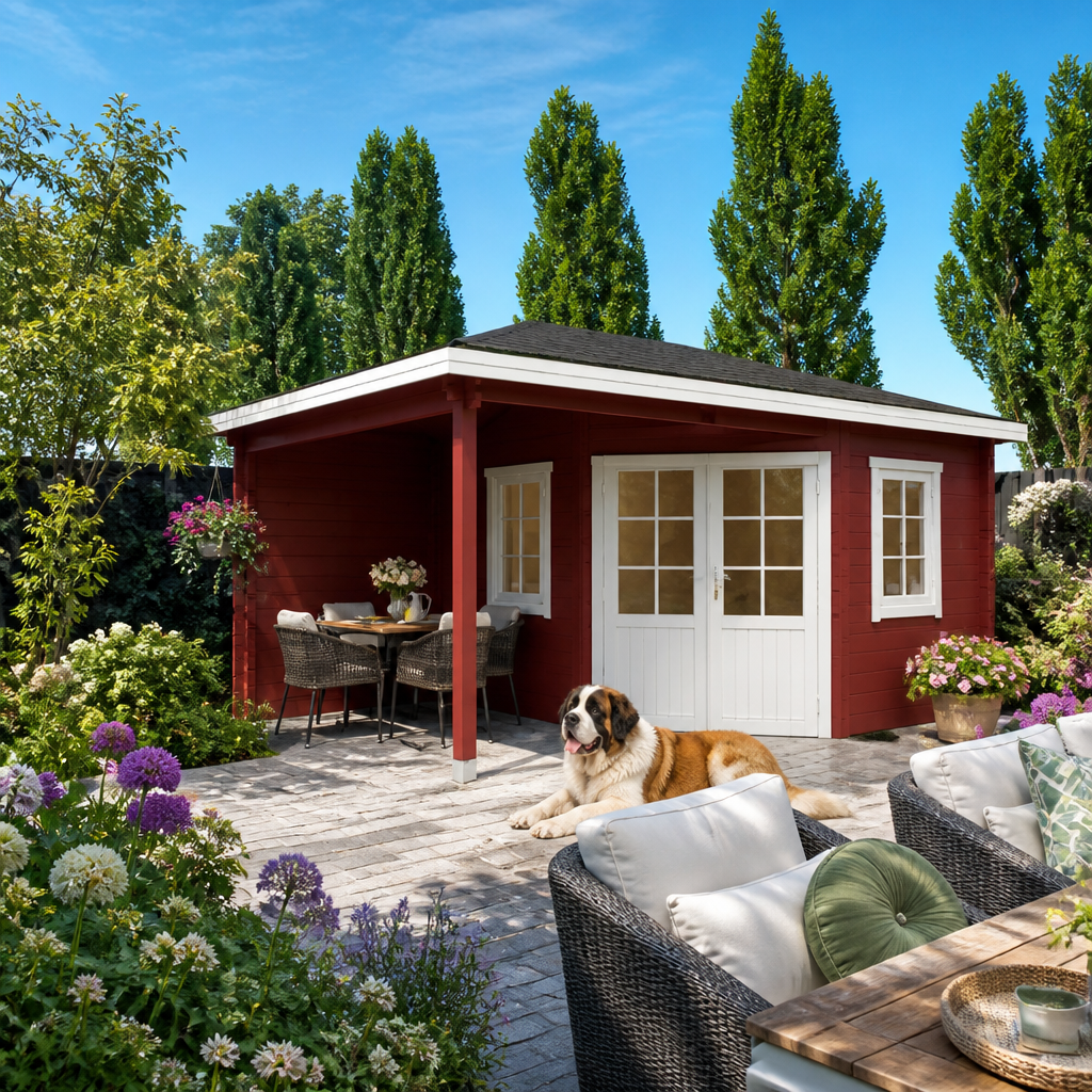 26% sparen! 4 × 3 m | aus Fichte 5-Eck Holzgartenhaus Evelyn 3B | Anbau