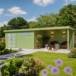26% sparen! 7 × 4 m | Flachdach Holzgartenhaus Nelo 44 D mit 400 cm A | Anbau | Pultdach | modern Unkategorisiert online kaufen