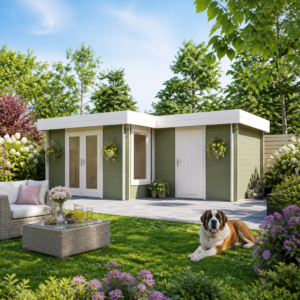 26% sparen! aus Fichte Flachdach Holzgartenhaus Tobi 28 B | zweiräumig | modern