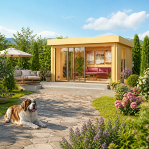 26% sparen! Holzgartenhaus aus Fichte Alu Concept Lounge 70 A | Schiebetüren | winterfest | Flachdach Unkategorisiert online kaufen