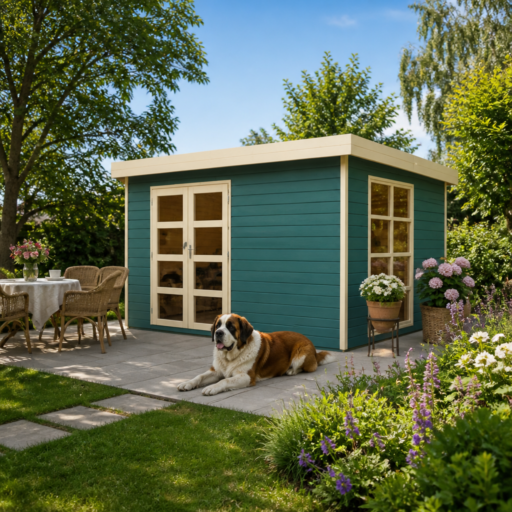 26% sparen! 4 × 3 m | Holzgartenhaus Alu-Line Misaka XL | Pultdach | Flachdach | modern