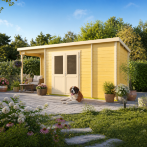 26% sparen! 6 × 4 m | Holzgartenhaus aus Fichte Hobe 28 A | Pultdach | modern