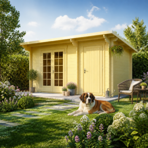 26% sparen! 5 × 3 m | Holzgartenhaus aus Fichte Jacob 44 A mit Abstell | winterfest | Pultdach | modern