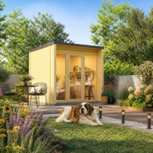 26% sparen! Holzgartenhaus aus Fichte Office Box Größe S nat | Glasfront | winterfest | Terrasse | modern Unkategorisiert online kaufen
