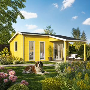 26% sparen! 6 × 5 m | Holzgartenhaus aus Fichte Ramon 44 | winterfest | Satteldach | klassisch