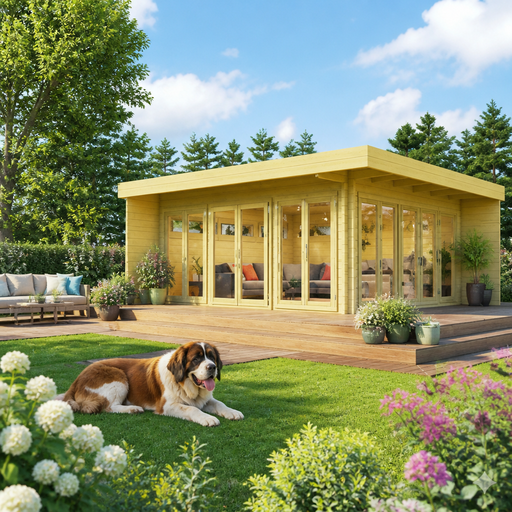 26% sparen! 6 × 6 m | Holzgartenhaus aus Fichte Mila 70 | winterfest | Terrasse | modern