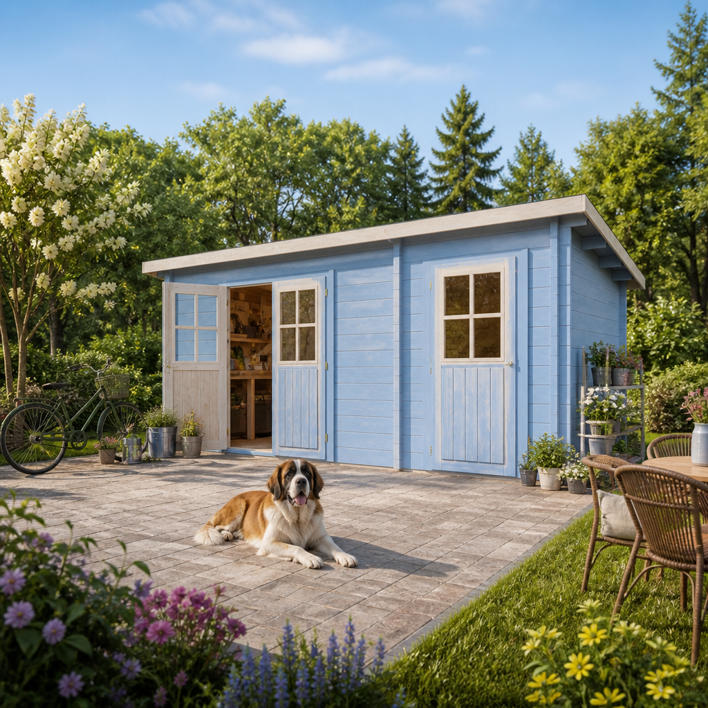 26% sparen! 5 × 5 m | aus Fichte Pultdach Holzgartenhaus Ezra 5H | klassisch