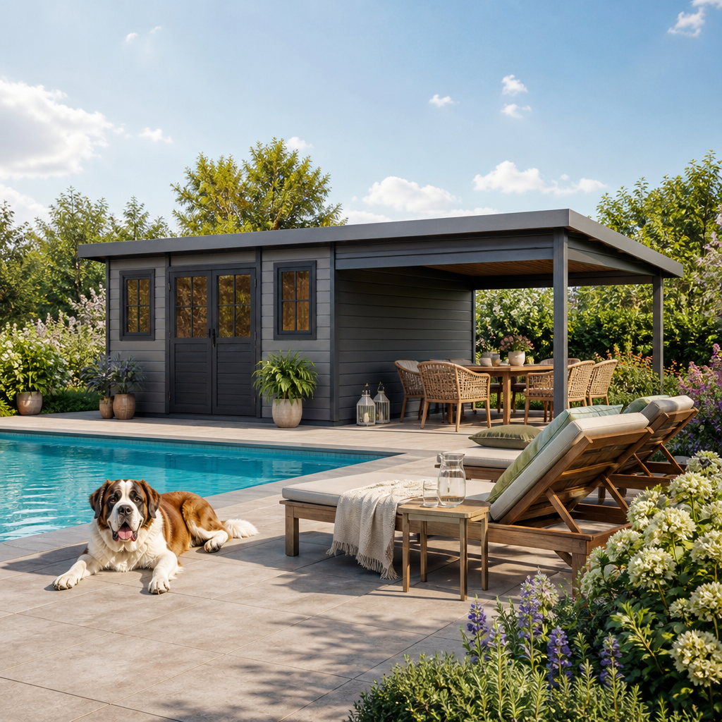 28% sparen! 8 × 3 m | WPC Gartenhaus Style DeLuxe 26,60 m² | Schleppdach | modern