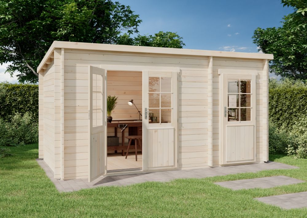 16% Discount! Pultdach Holz-Gartenhaus Maria mit Anbau 5x3m