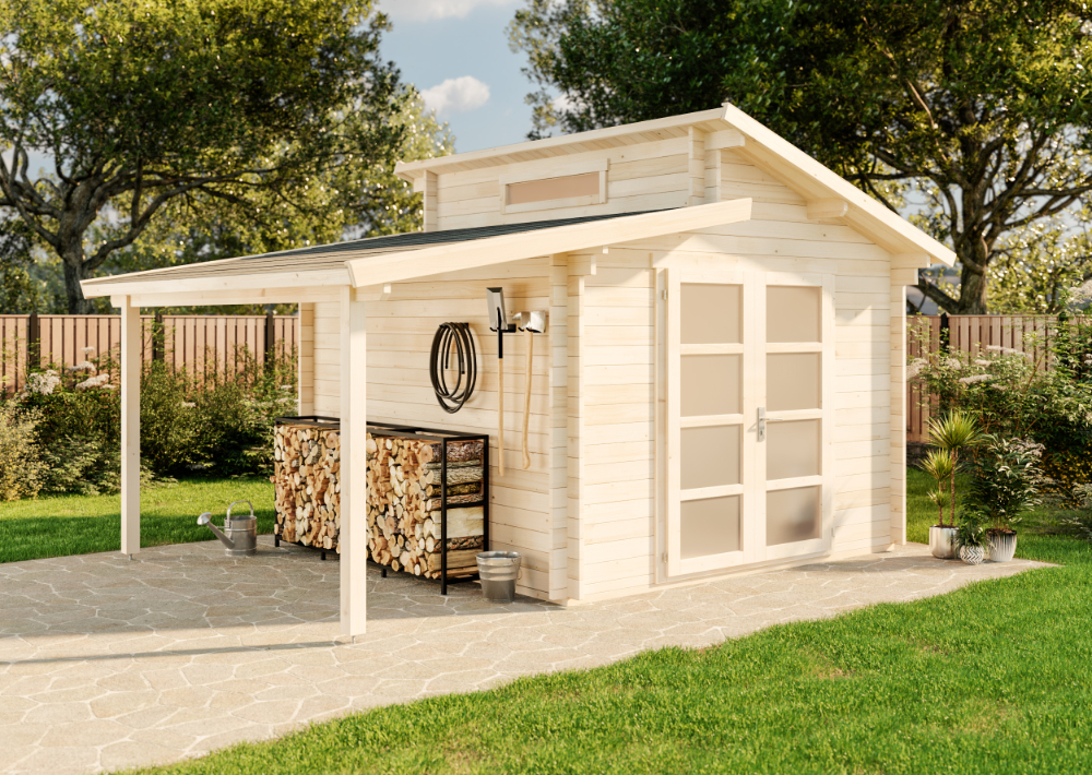 Holz-Gartenhaus Aktiva mit Schleppdach 5x4m