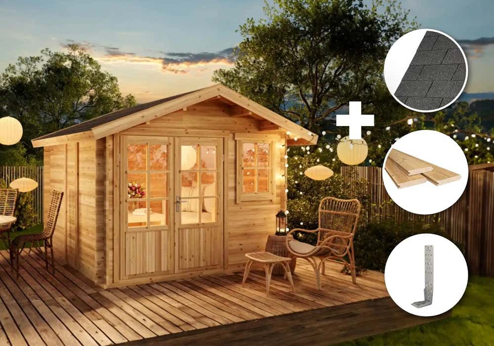 ECO Set - Holz-Gartenhaus Palermo 3x3m