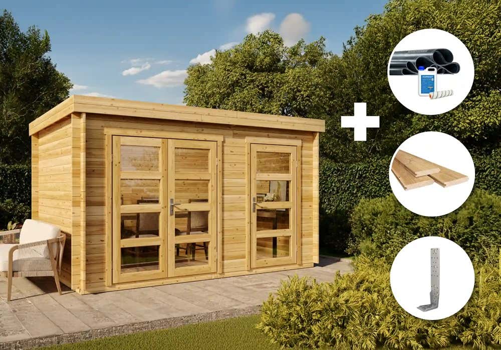 ECO Set - Holz-Gartenhaus Paloma Grande 4x2m