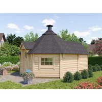 26% billiger ! Fjordholz Grillkota mit Anbau Modell Ida 17+4m²