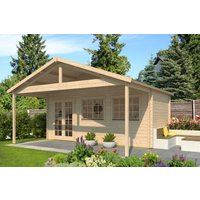 26% billiger ! Fjordholz Gartenhaus Modell Rolf 44 A mit Vordach 18m²