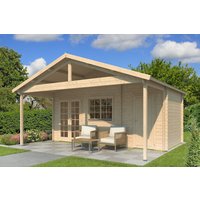 26% billiger ! Fjordholz Gartenhaus Modell Rolf 44 C mit Vordach 15m²