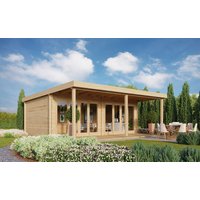 26% billiger ! Fjordholz Gartenhaus Modell Kevin 44 mit Vordach 28m²
