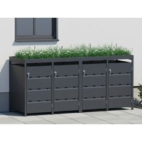 25% billiger ! StarLine 4er Mülltonnenbox Stabilo mit Pflanzdach 2m²