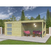 26% billiger ! Gartenhaus Modell QBS-Line 6,30 m² + 300 cm Anbau