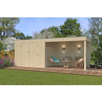 26% billiger ! Gartenhaus Modell QBV-Line 5,90 m² + 300 cm Anbau