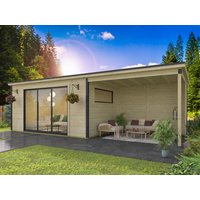 26% billiger ! Fjordholz Gartenhaus Modell Poel-3 mit Anbau