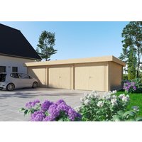 26% billiger ! Fjordholz Holzgarage Modell Flensburg 44, Naturbel 54m²