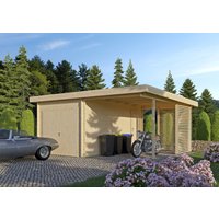 26% billiger ! Fjordholz Holzgarage mit Carport Modell Gettorf 44 30m²