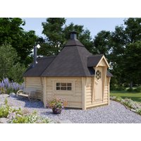 26% billiger ! Fjordholz Grillkota mit Sauna Modell Finn 9+4m²
