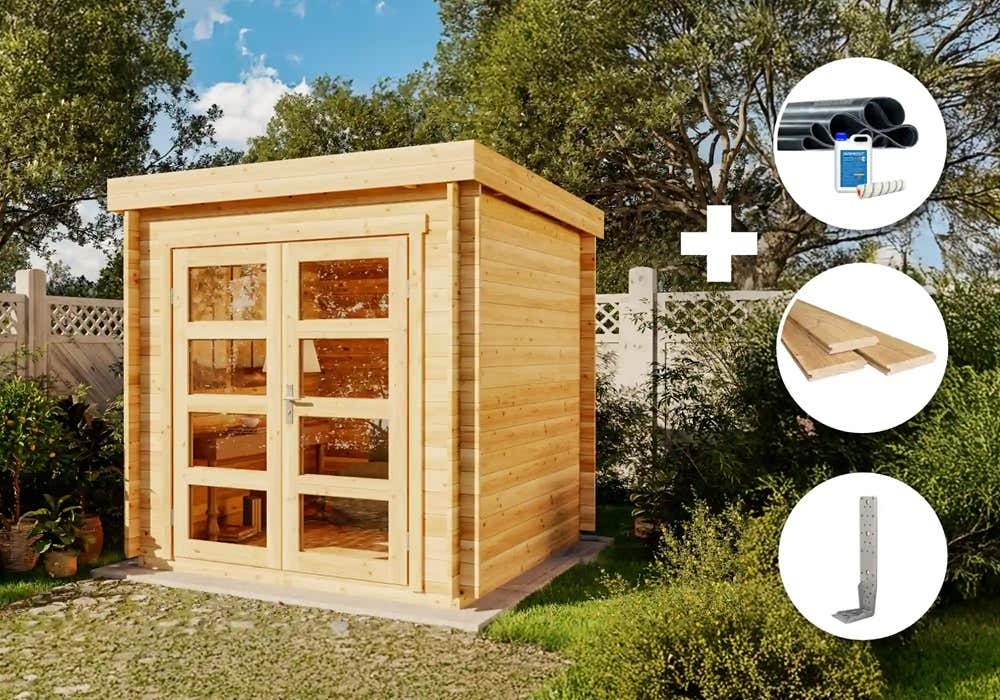 ECO Set - Holz-Gartenhaus Paloma Petit 2x2m
