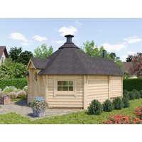 26 billiger ! Fjordholz Grillkota mit Saunaraum Modell Finn 17+4 xm